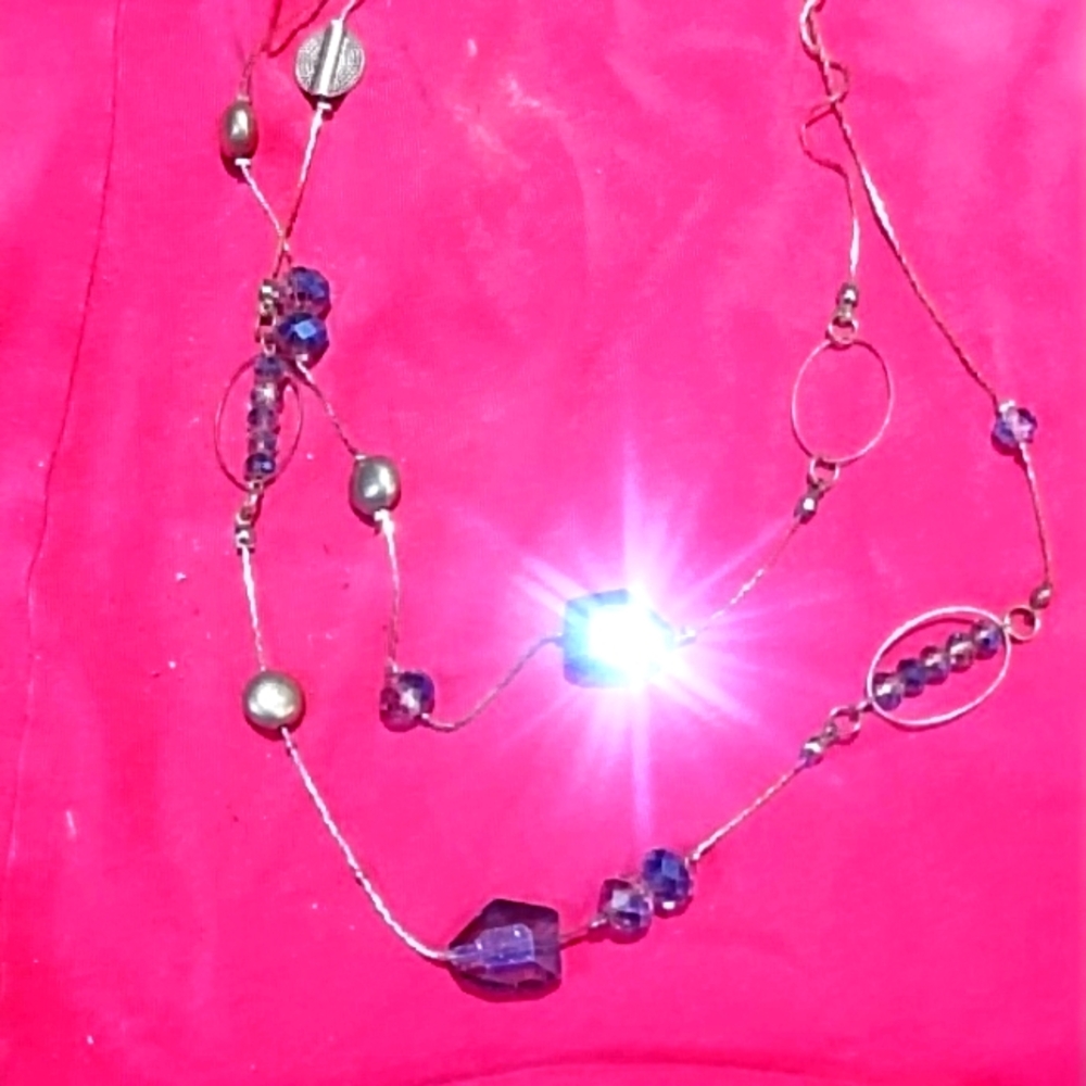 Stunning authentic faceted iridescent  Crystal I Floating Necklace